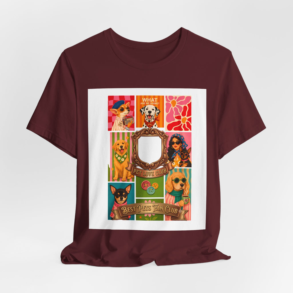 Dog Lover Collage T-Shirt — Colorful Retro Canine Portraits (Customize Photo)