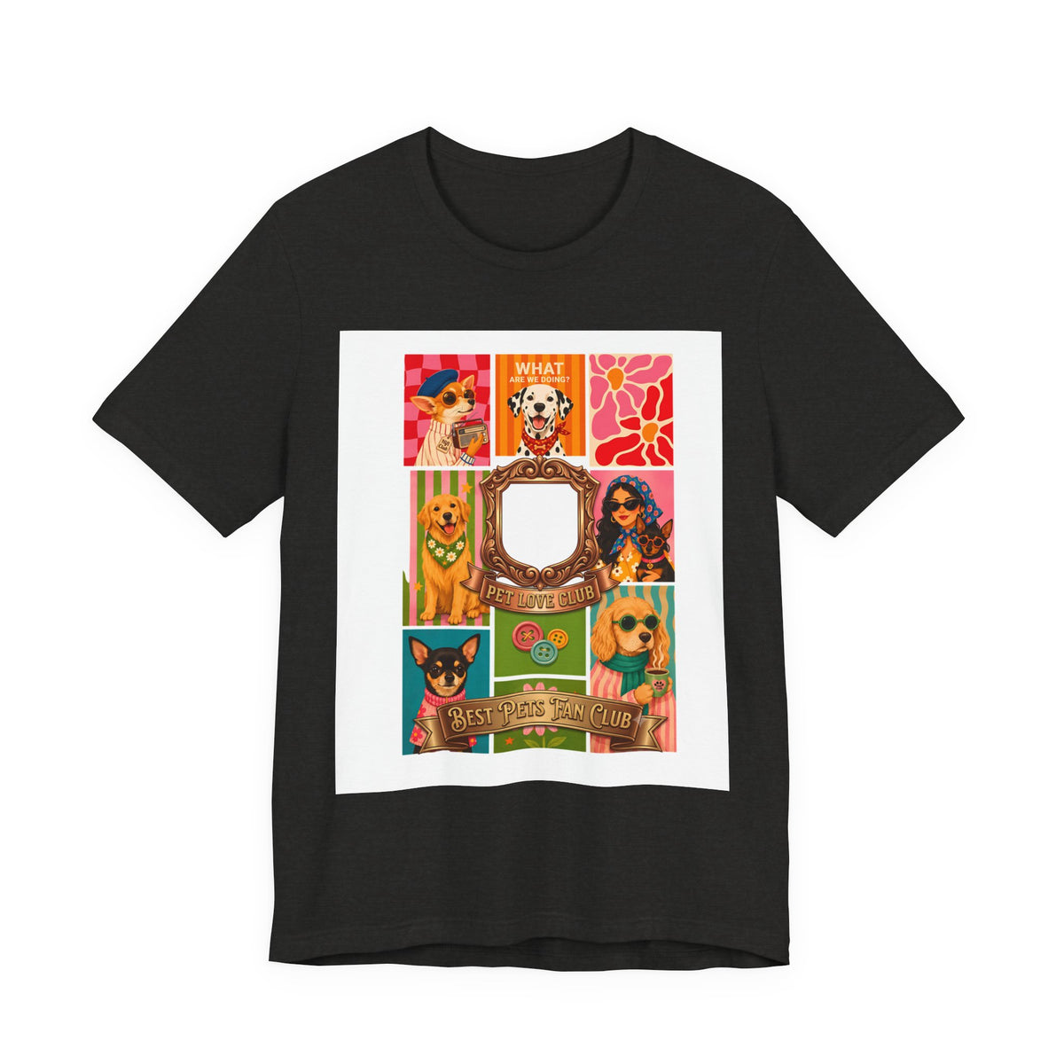 Dog Lover Collage T-Shirt — Colorful Retro Canine Portraits (Customize Photo)