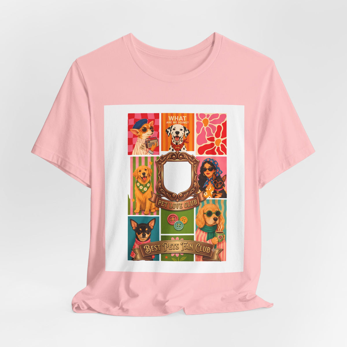Dog Lover Collage T-Shirt — Colorful Retro Canine Portraits (Customize Photo)