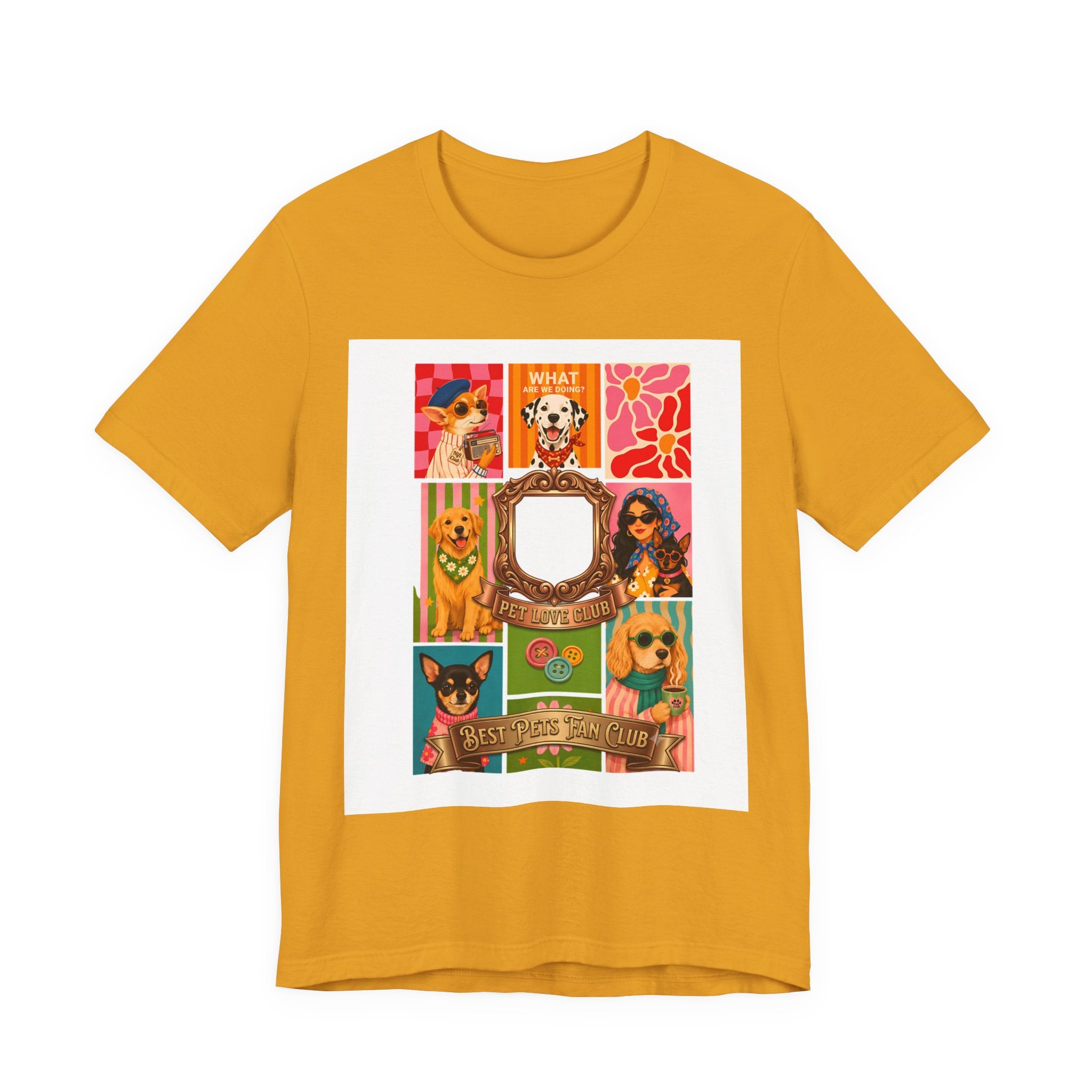 Dog Lover Collage T-Shirt — Colorful Retro Canine Portraits (Customize Photo)