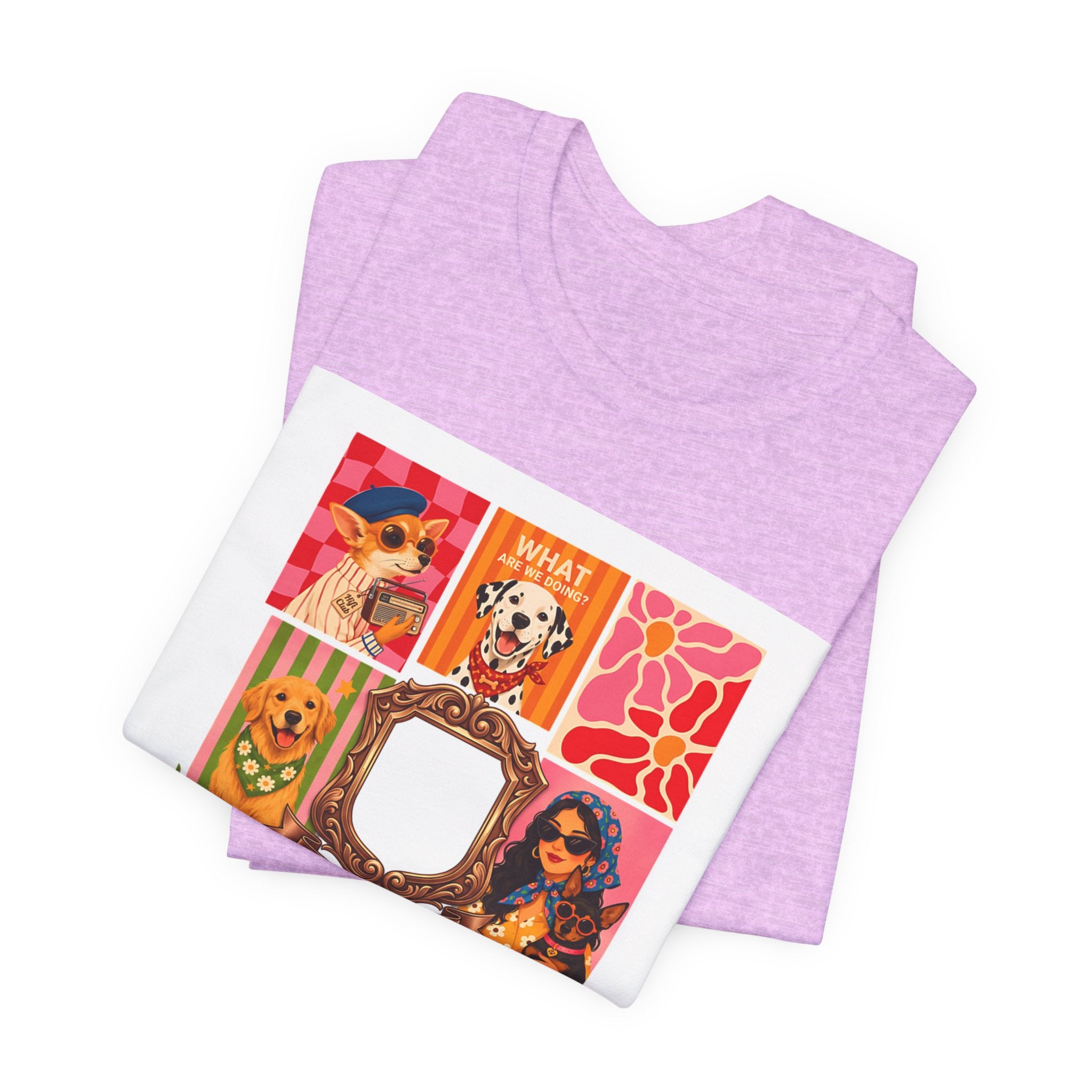 Dog Lover Collage T-Shirt — Colorful Retro Canine Portraits (Customize Photo)