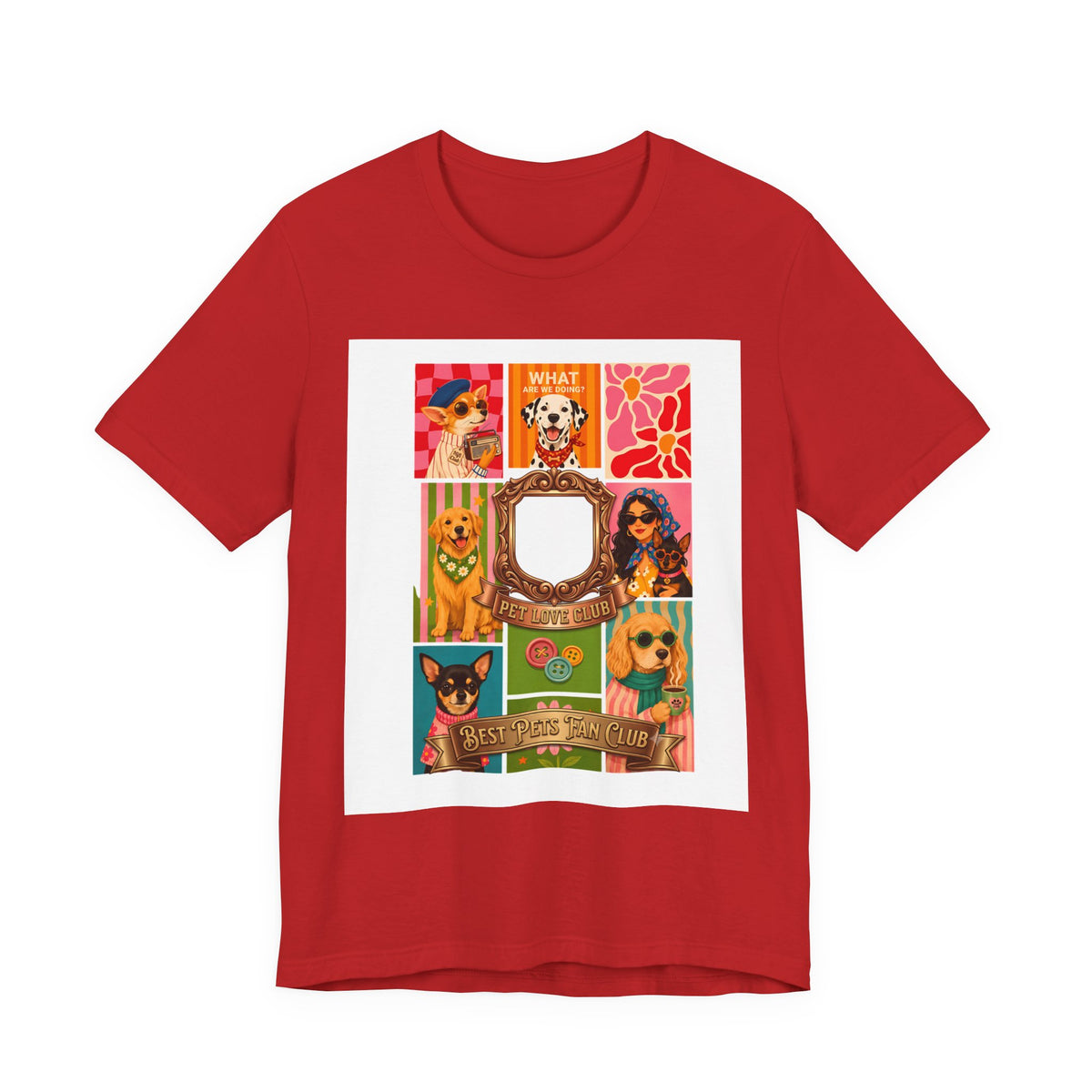 Dog Lover Collage T-Shirt — Colorful Retro Canine Portraits (Customize Photo)
