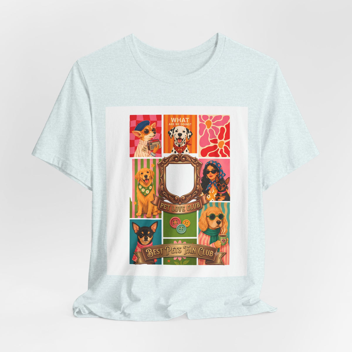 Dog Lover Collage T-Shirt — Colorful Retro Canine Portraits (Customize Photo)