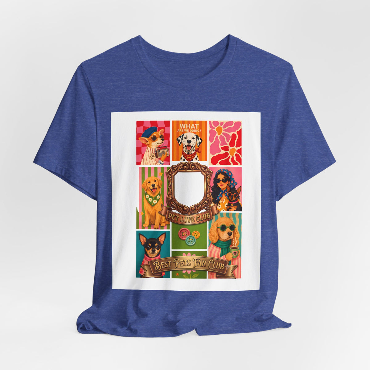 Dog Lover Collage T-Shirt — Colorful Retro Canine Portraits (Customize Photo)