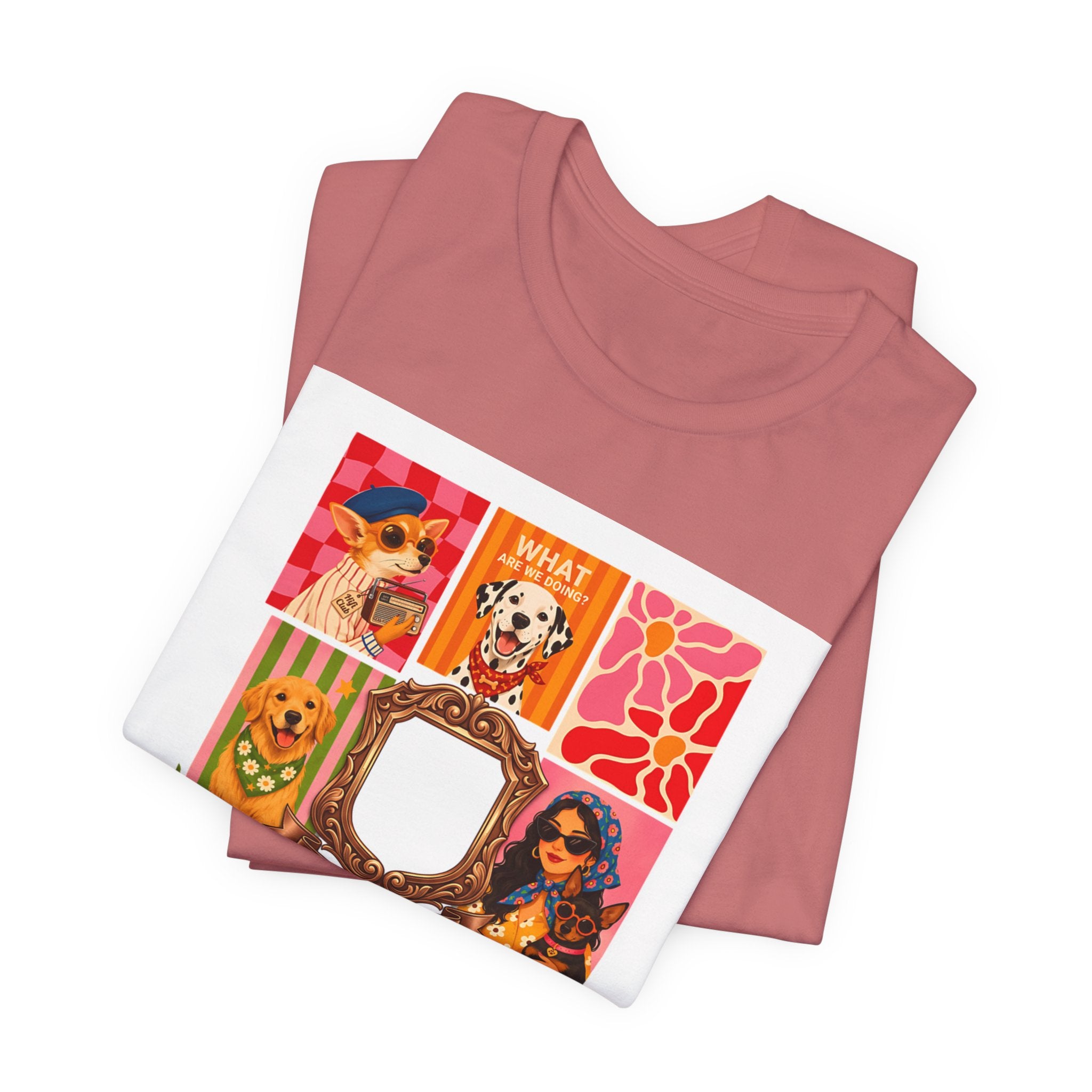 Dog Lover Collage T-Shirt — Colorful Retro Canine Portraits (Customize Photo)