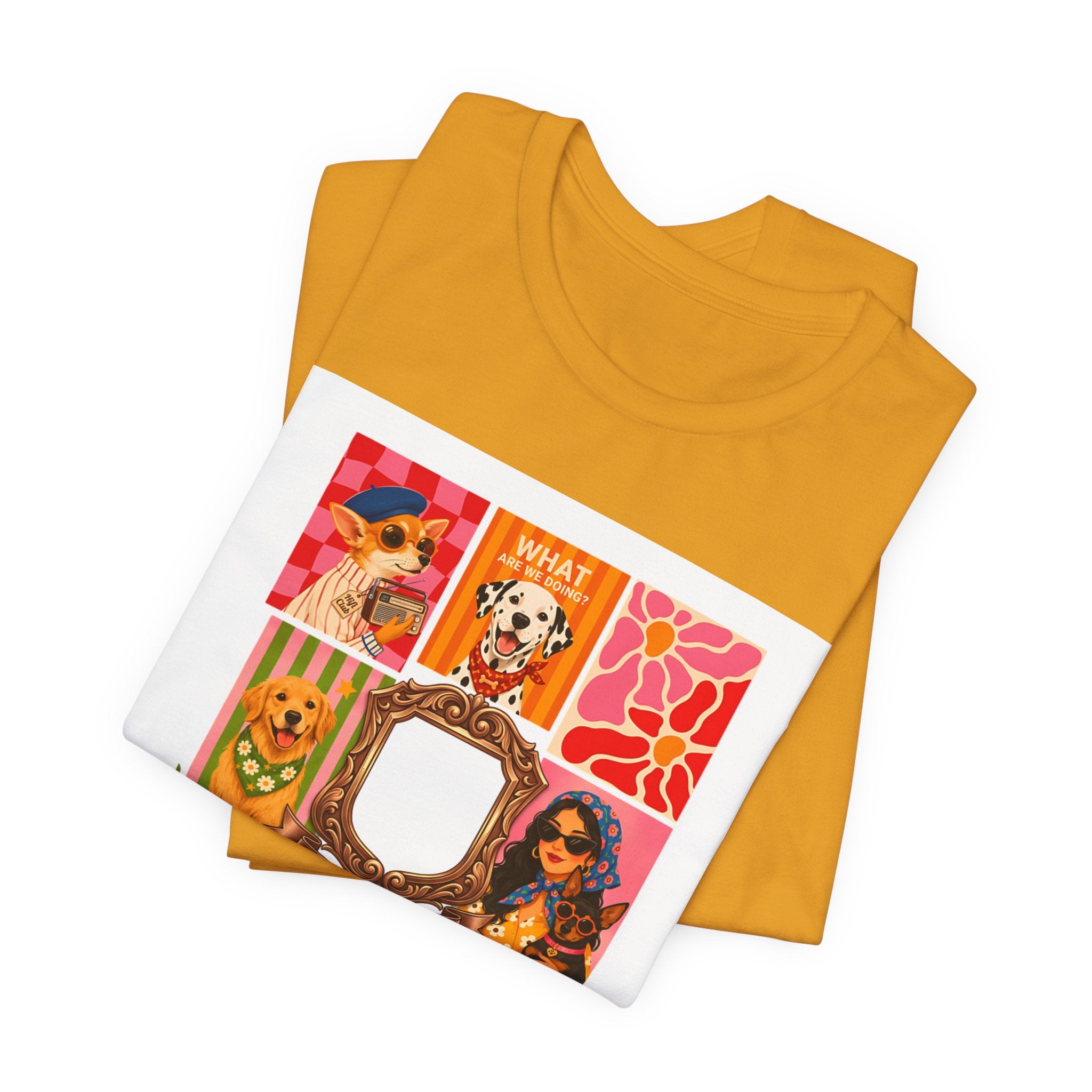 Dog Lover Collage T-Shirt — Colorful Retro Canine Portraits (Customize Photo)