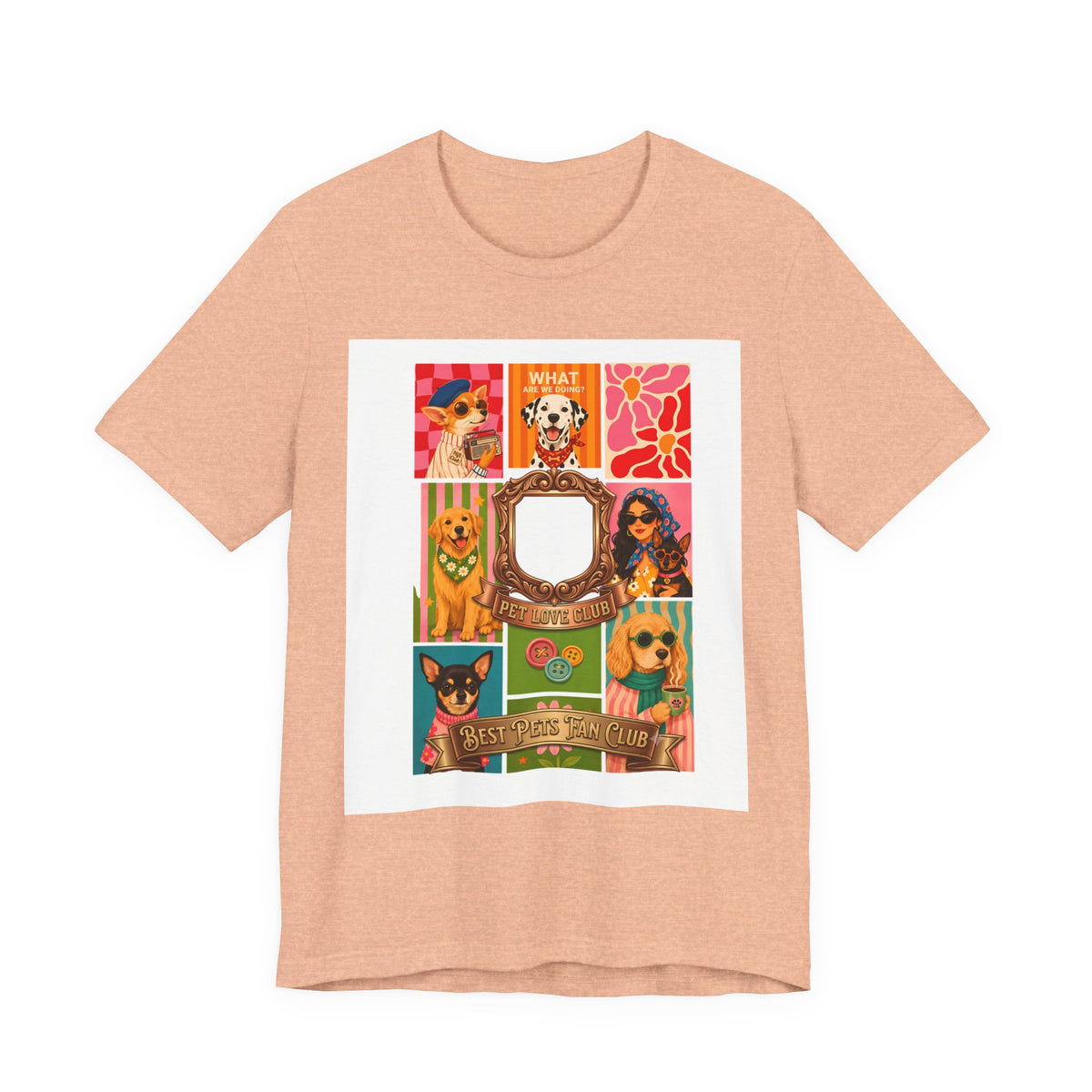 Dog Lover Collage T-Shirt — Colorful Retro Canine Portraits (Customize Photo)