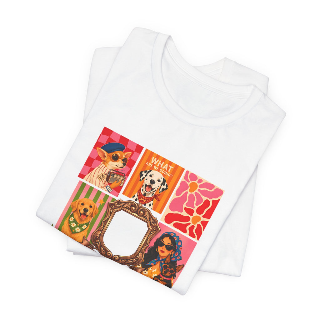 Dog Lover Collage T-Shirt — Colorful Retro Canine Portraits (Customize Photo)
