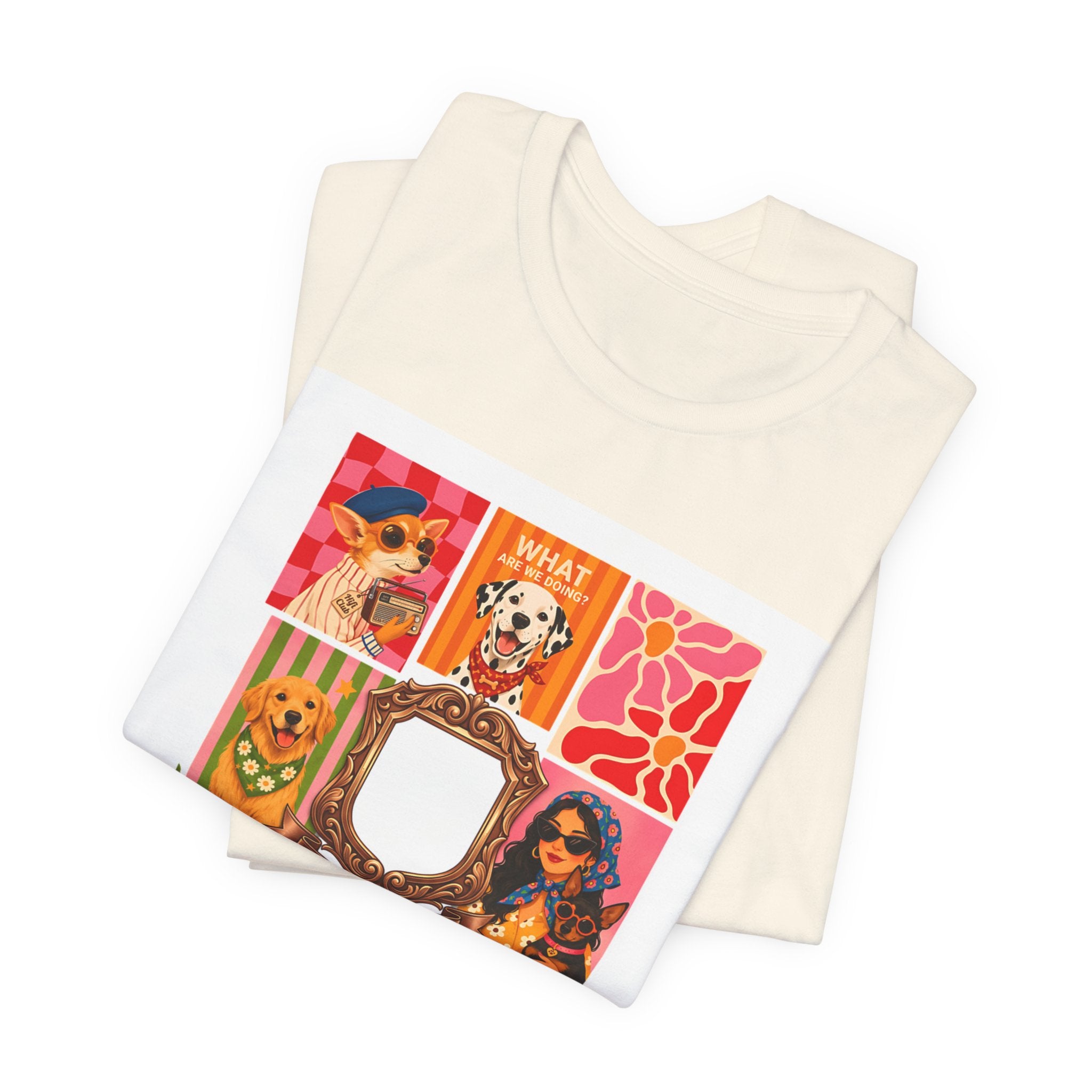 Dog Lover Collage T-Shirt — Colorful Retro Canine Portraits (Customize Photo)