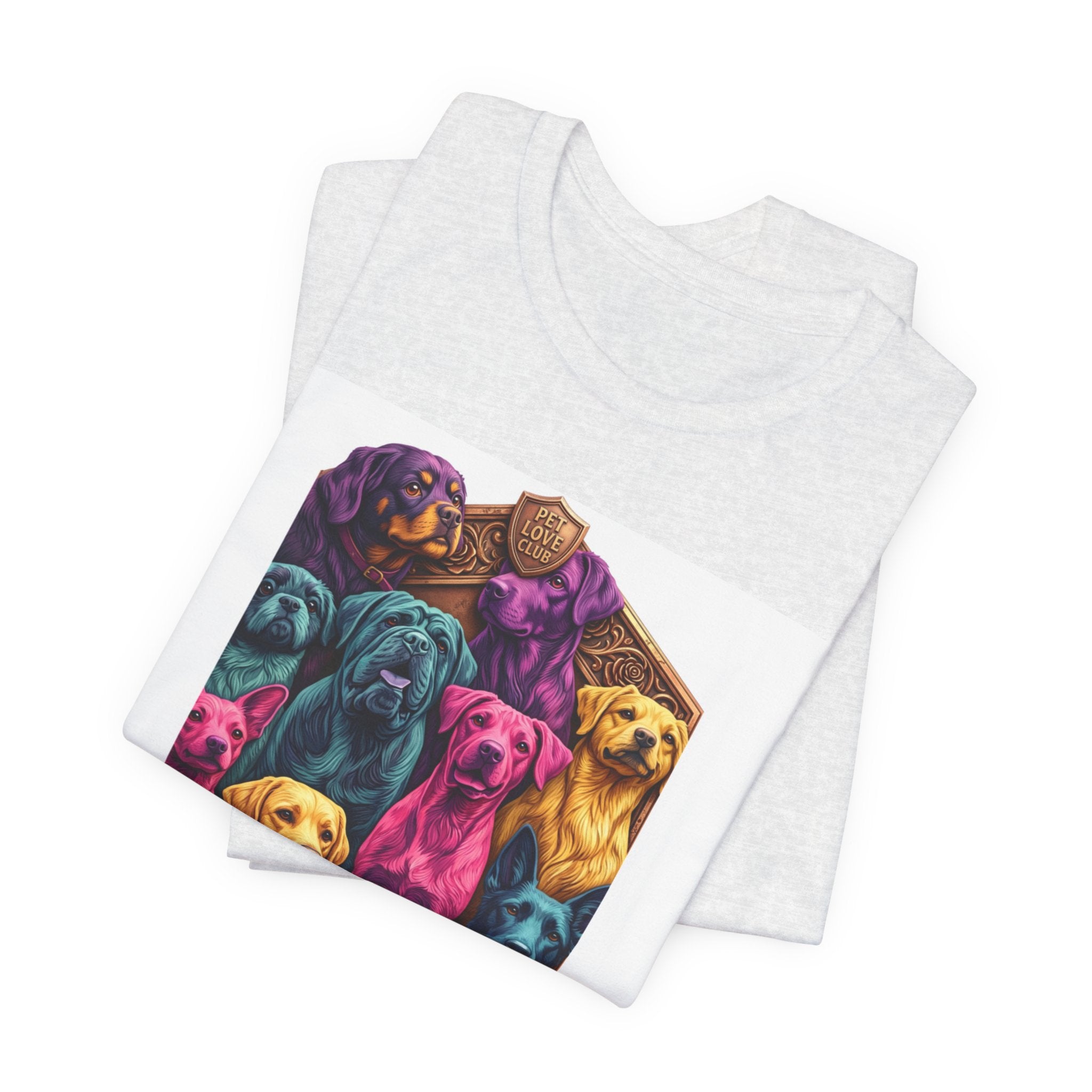 Dog Pack Graphic Tee — "Pet Adventure Group" Colorful Puppy Crewneck
