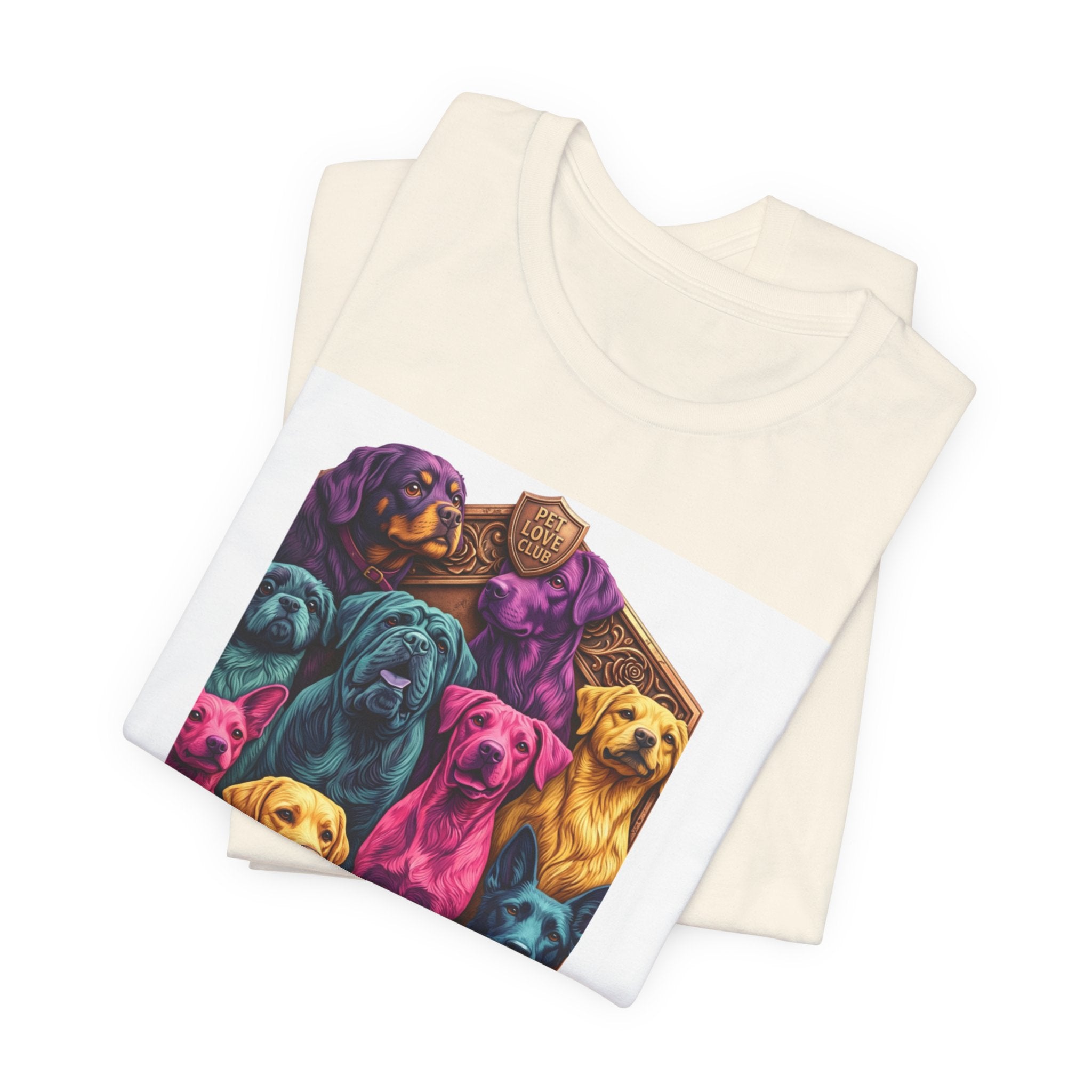 Dog Pack Graphic Tee — "Pet Adventure Group" Colorful Puppy Crewneck