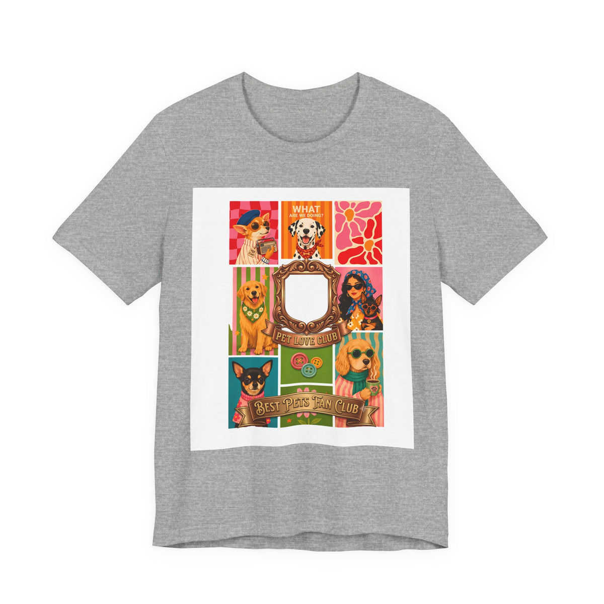 Dog Lover Collage T-Shirt — Colorful Retro Canine Portraits (Customize Photo)