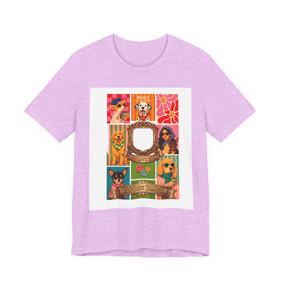 Dog Lover Collage T-Shirt — Colorful Retro Canine Portraits (Customize Photo)