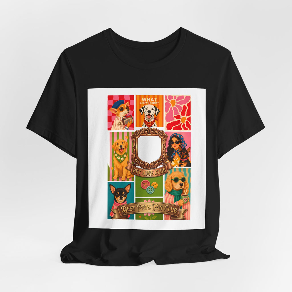 Dog Lover Collage T-Shirt — Colorful Retro Canine Portraits (Customize Photo)