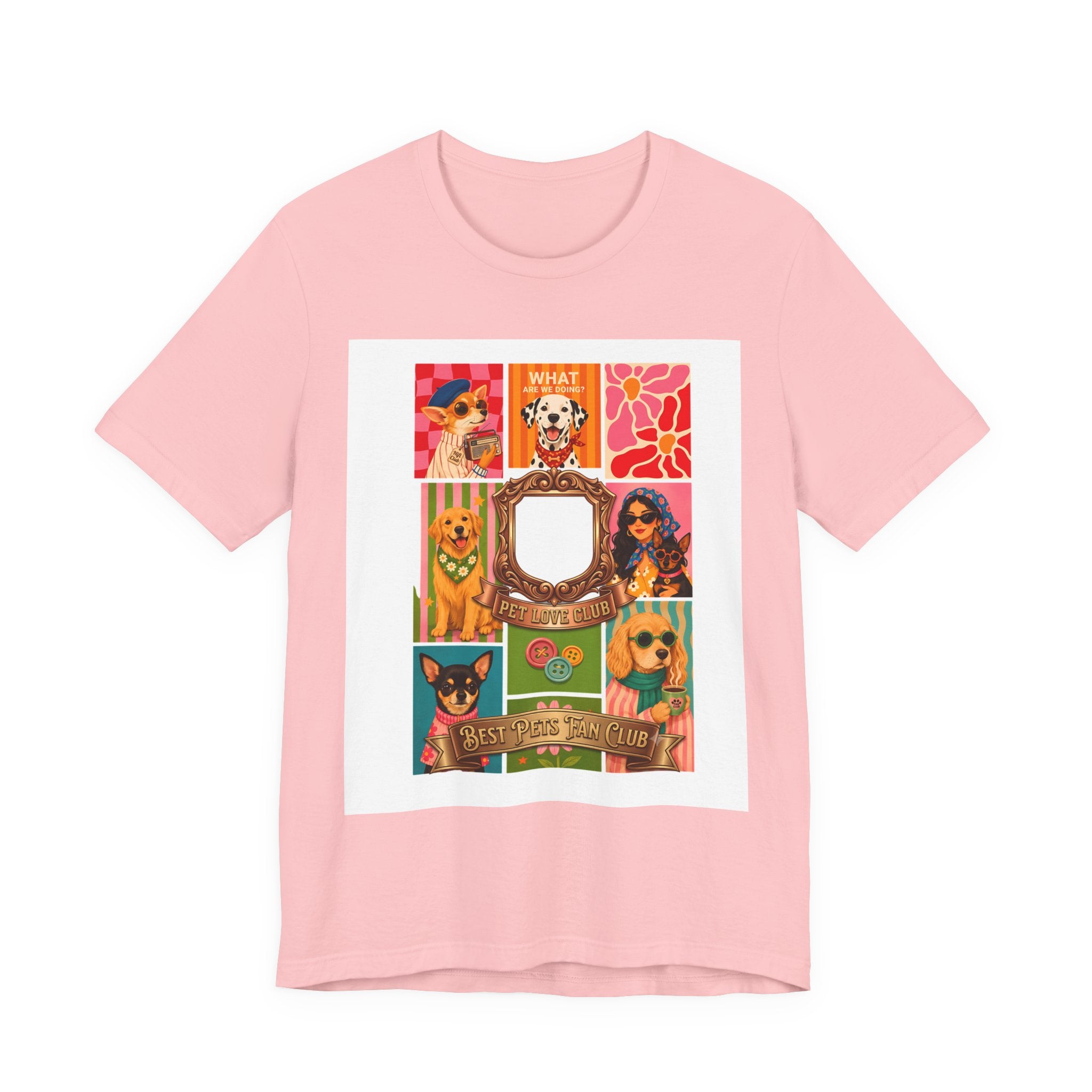 Dog Lover Collage T-Shirt — Colorful Retro Canine Portraits (Customize Photo)