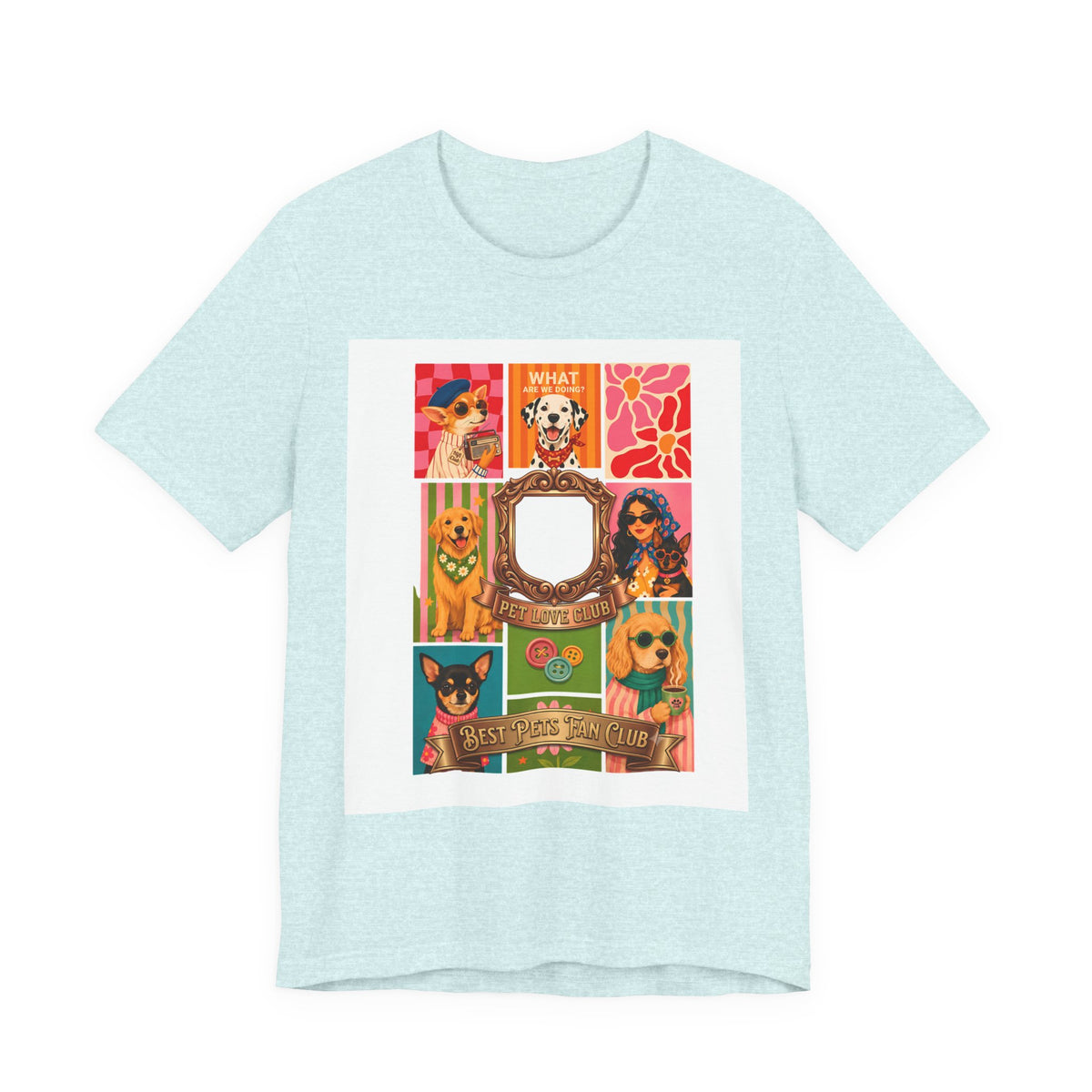 Dog Lover Collage T-Shirt — Colorful Retro Canine Portraits (Customize Photo)