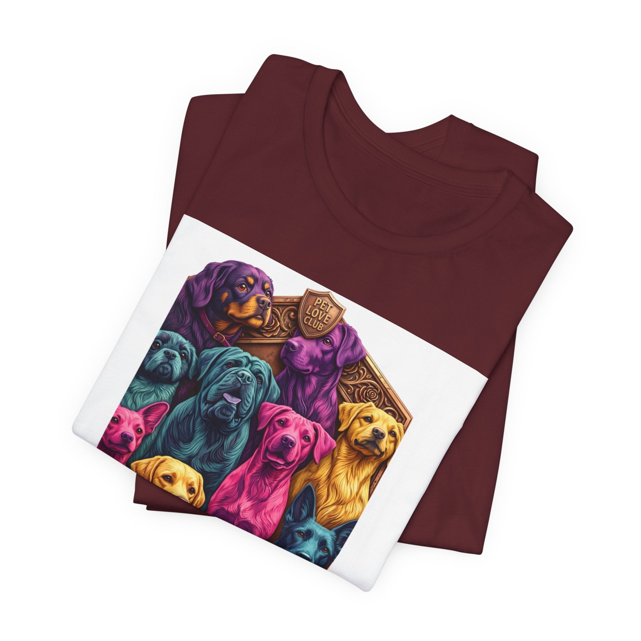 Dog Pack Graphic Tee — "Pet Adventure Group" Colorful Puppy Crewneck