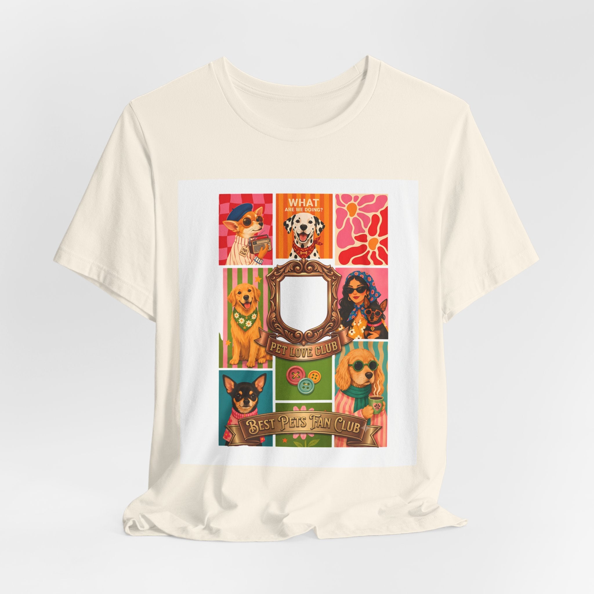 Dog Lover Collage T-Shirt — Colorful Retro Canine Portraits (Customize Photo)