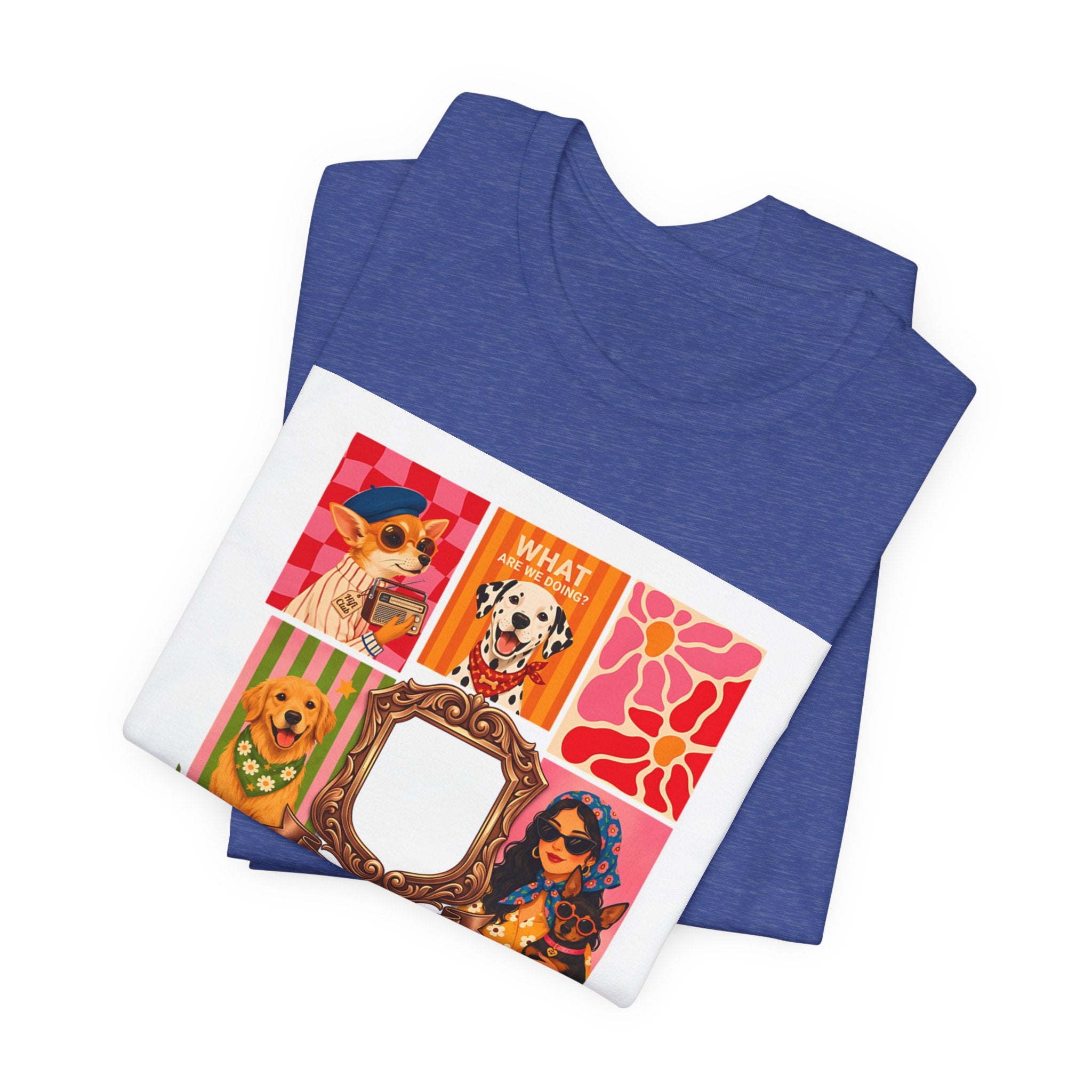 Dog Lover Collage T-Shirt — Colorful Retro Canine Portraits (Customize Photo)