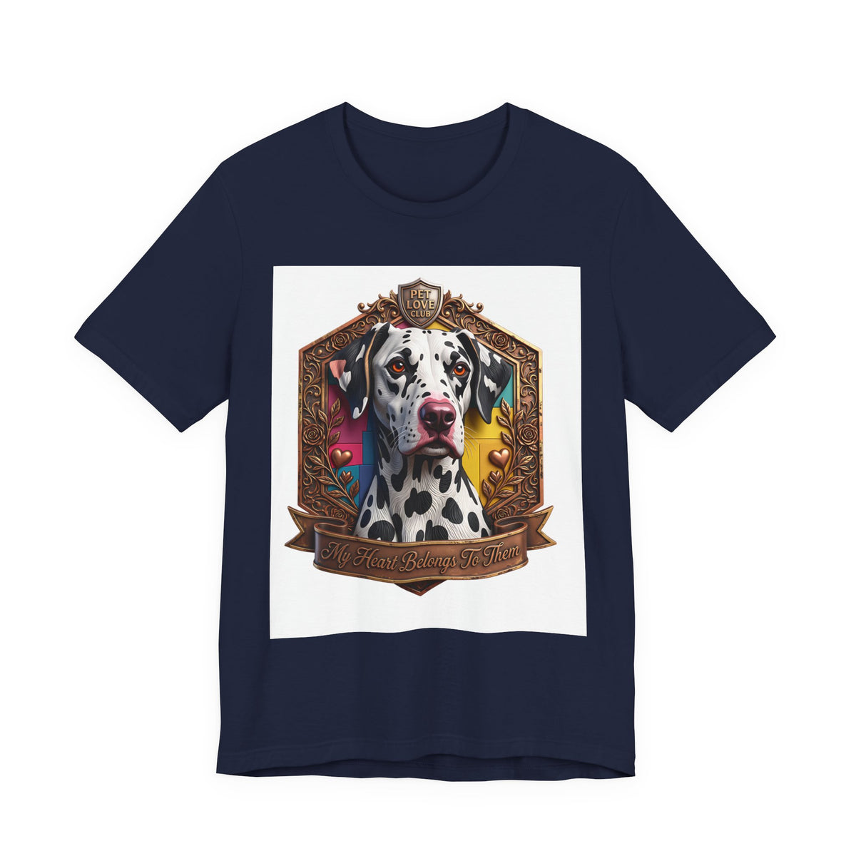 Dalmatian Crest Tee — Regal Dog Portrait T-Shirt