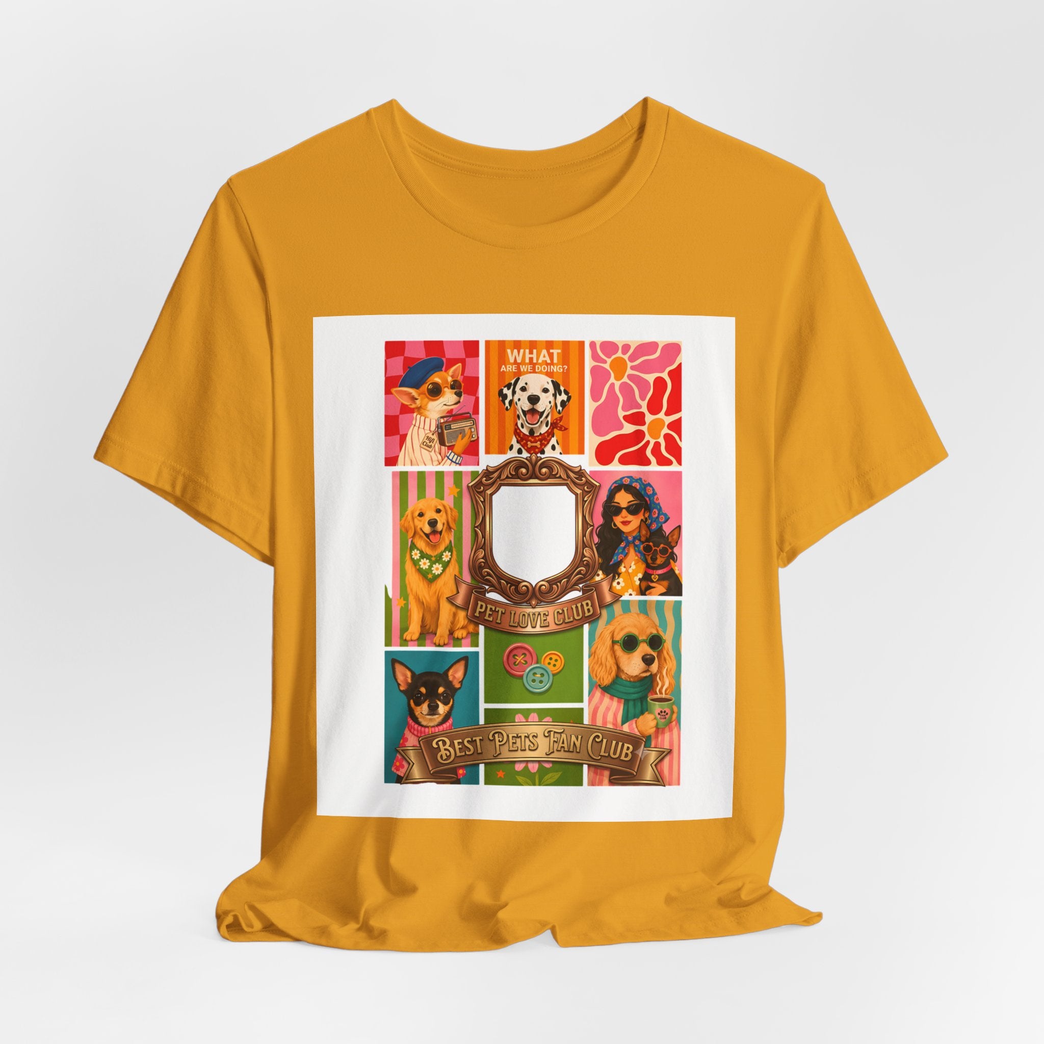 Dog Lover Collage T-Shirt — Colorful Retro Canine Portraits (Customize Photo)