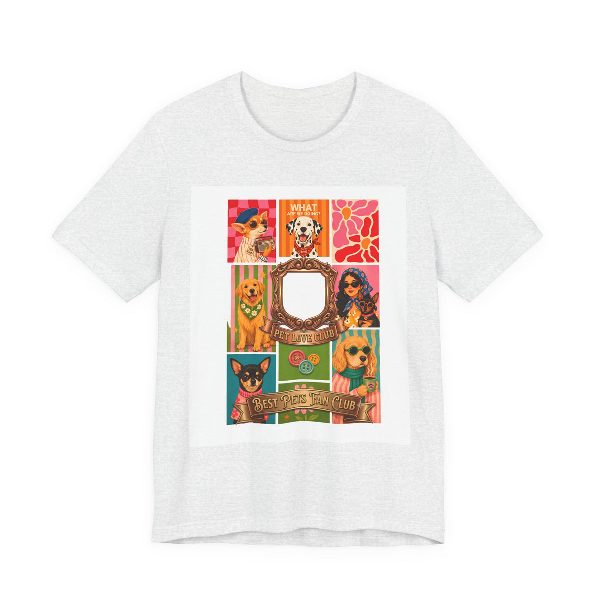 Dog Lover Collage T-Shirt — Colorful Retro Canine Portraits (Customize Photo)