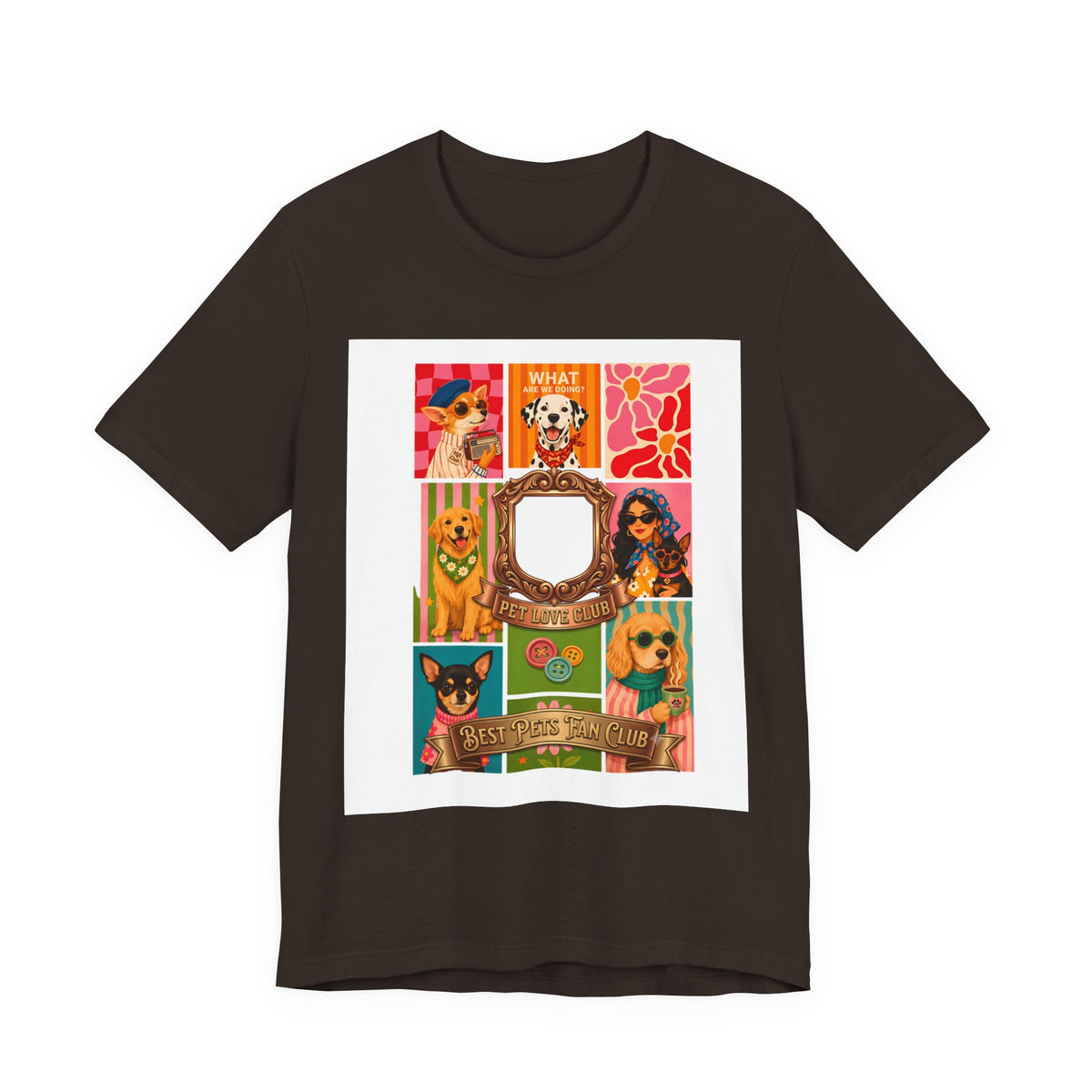 Dog Lover Collage T-Shirt — Colorful Retro Canine Portraits (Customize Photo)