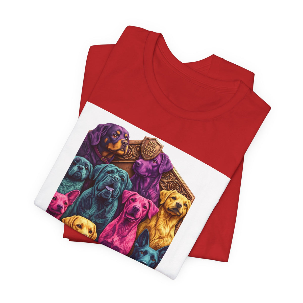 Dog Pack Graphic Tee — "Pet Adventure Group" Colorful Puppy Crewneck