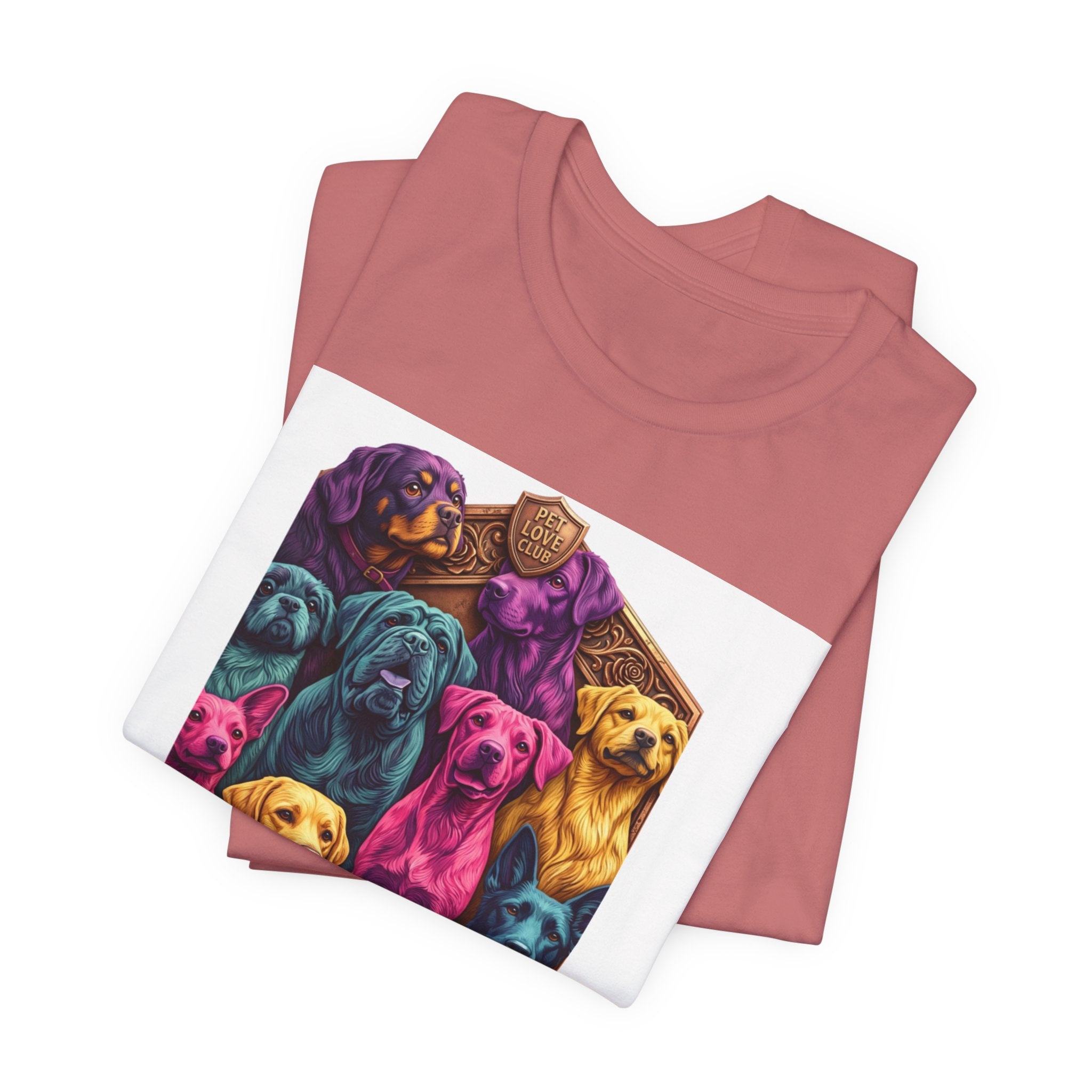 Dog Pack Graphic Tee — "Pet Adventure Group" Colorful Puppy Crewneck