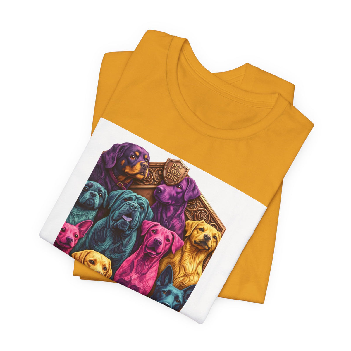 Dog Pack Graphic Tee — "Pet Adventure Group" Colorful Puppy Crewneck