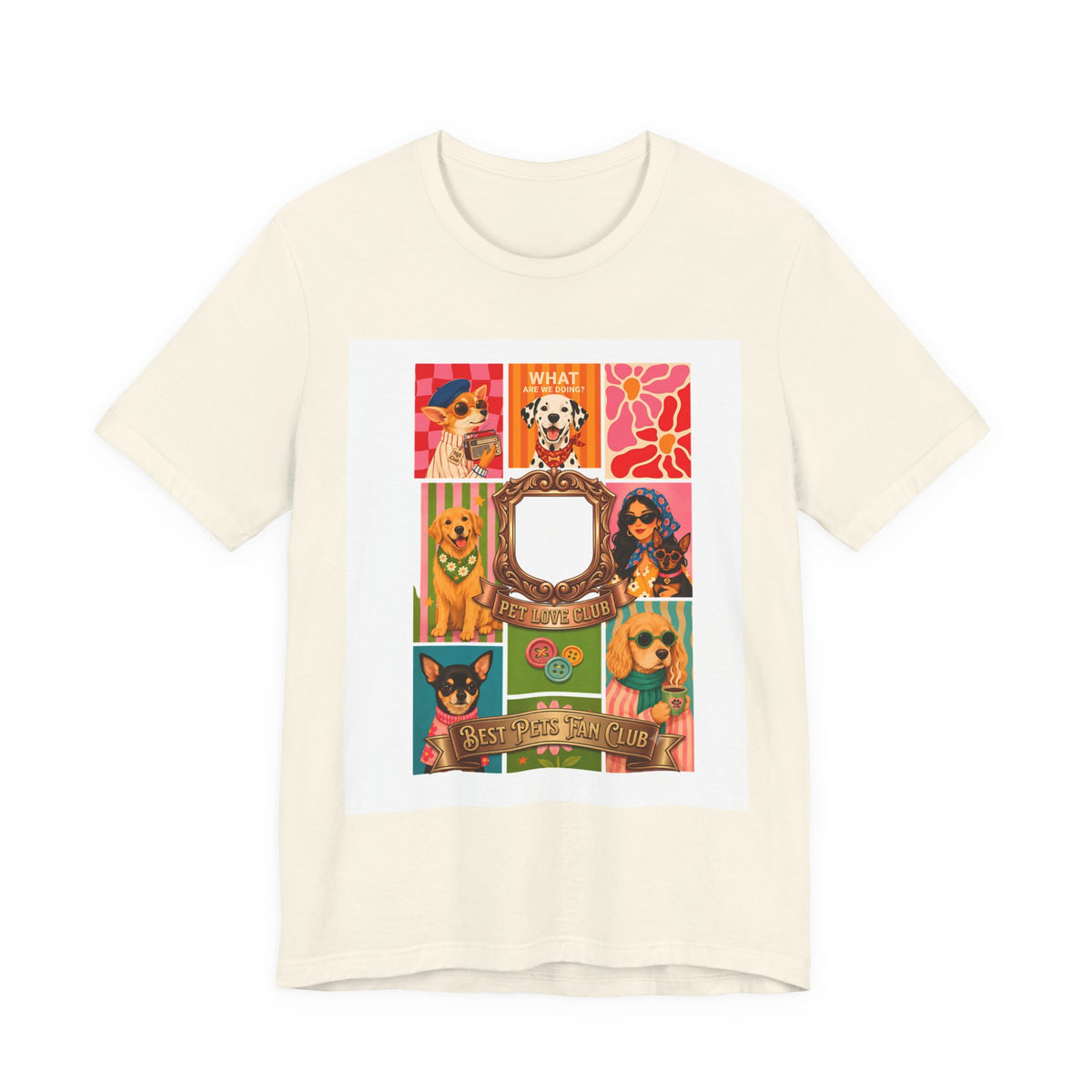 Dog Lover Collage T-Shirt — Colorful Retro Canine Portraits (Customize Photo)