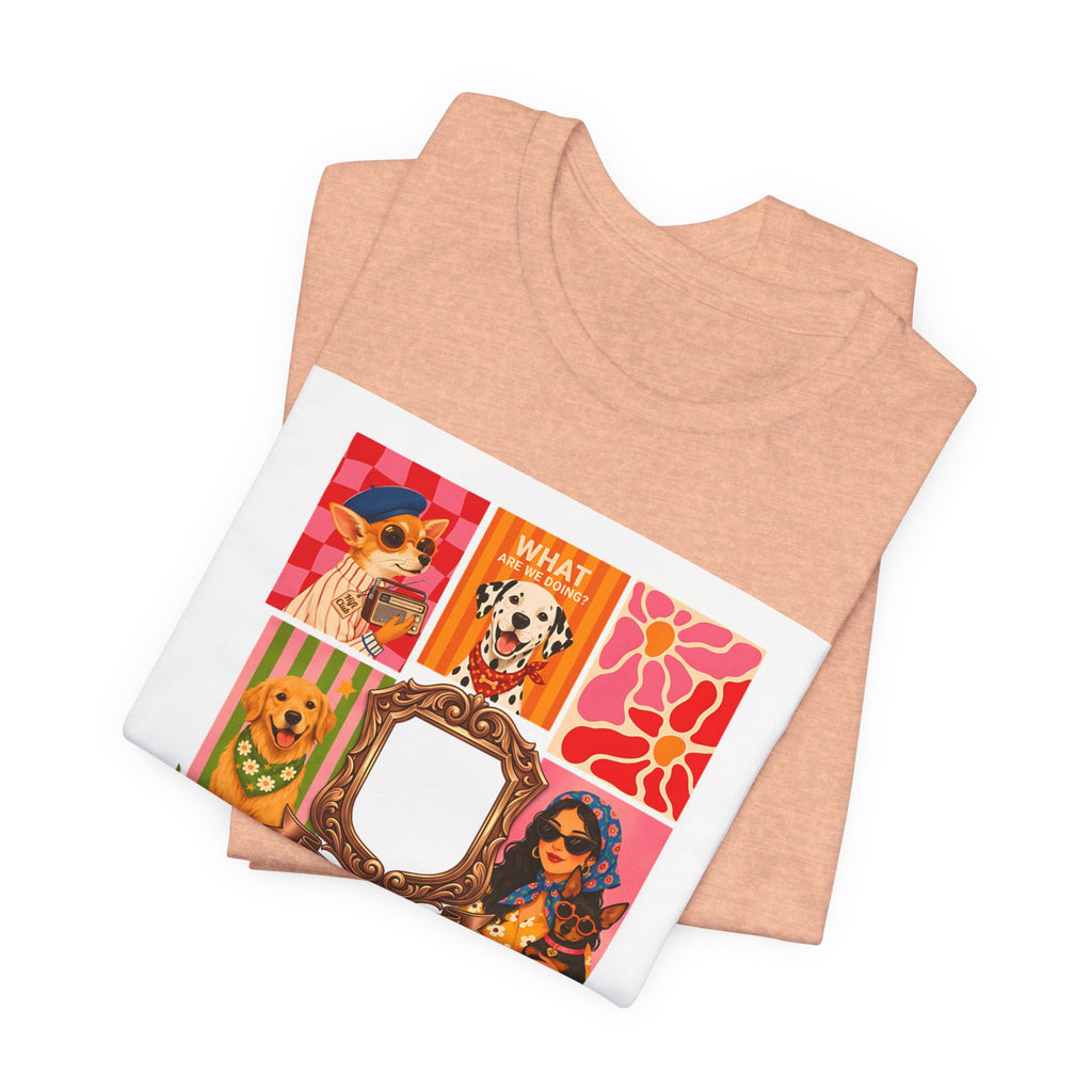 Dog Lover Collage T-Shirt — Colorful Retro Canine Portraits (Customize Photo)