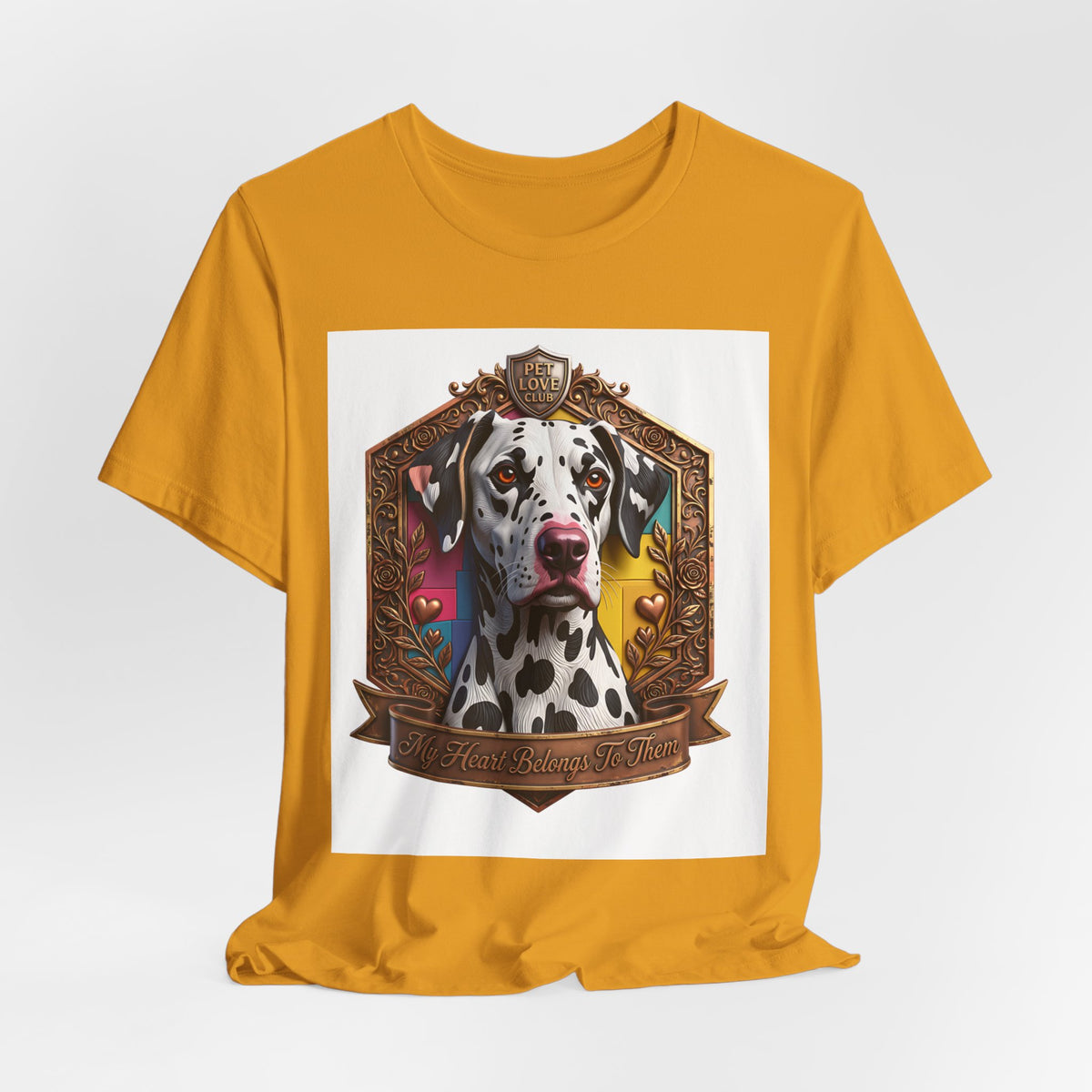Dalmatian Crest Tee — Regal Dog Portrait T-Shirt