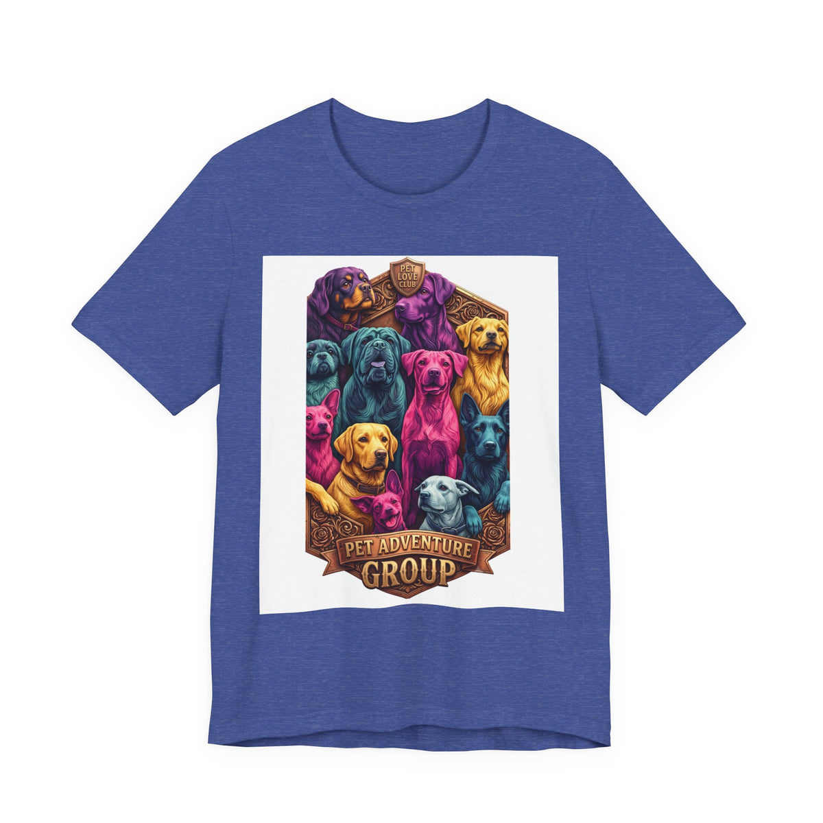 Dog Pack Graphic Tee — "Pet Adventure Group" Colorful Puppy Crewneck