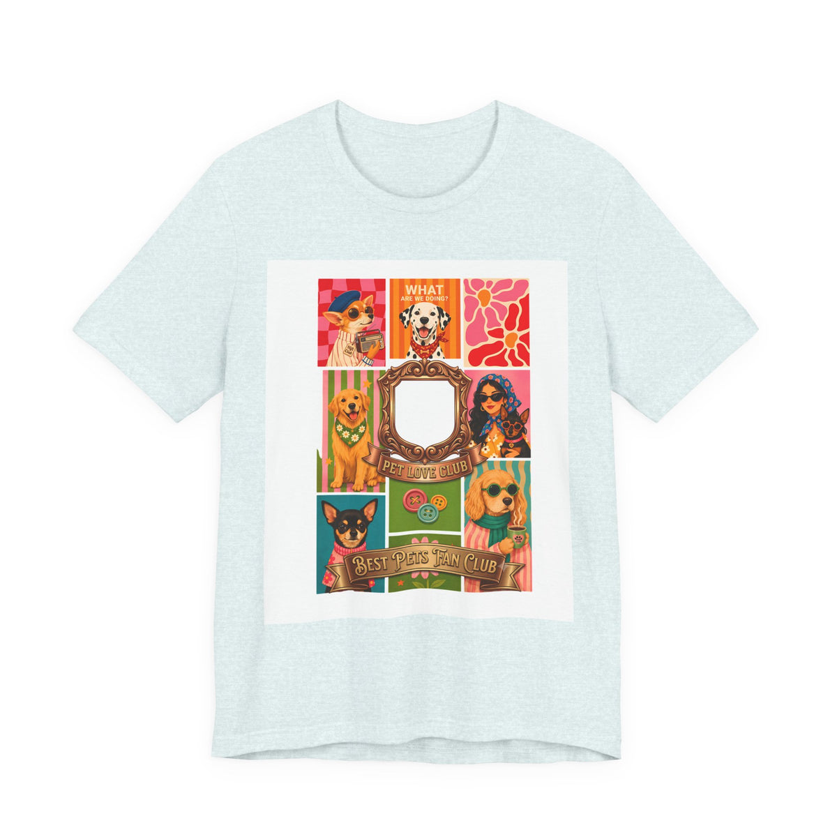 Dog Lover Collage T-Shirt — Colorful Retro Canine Portraits (Customize Photo)