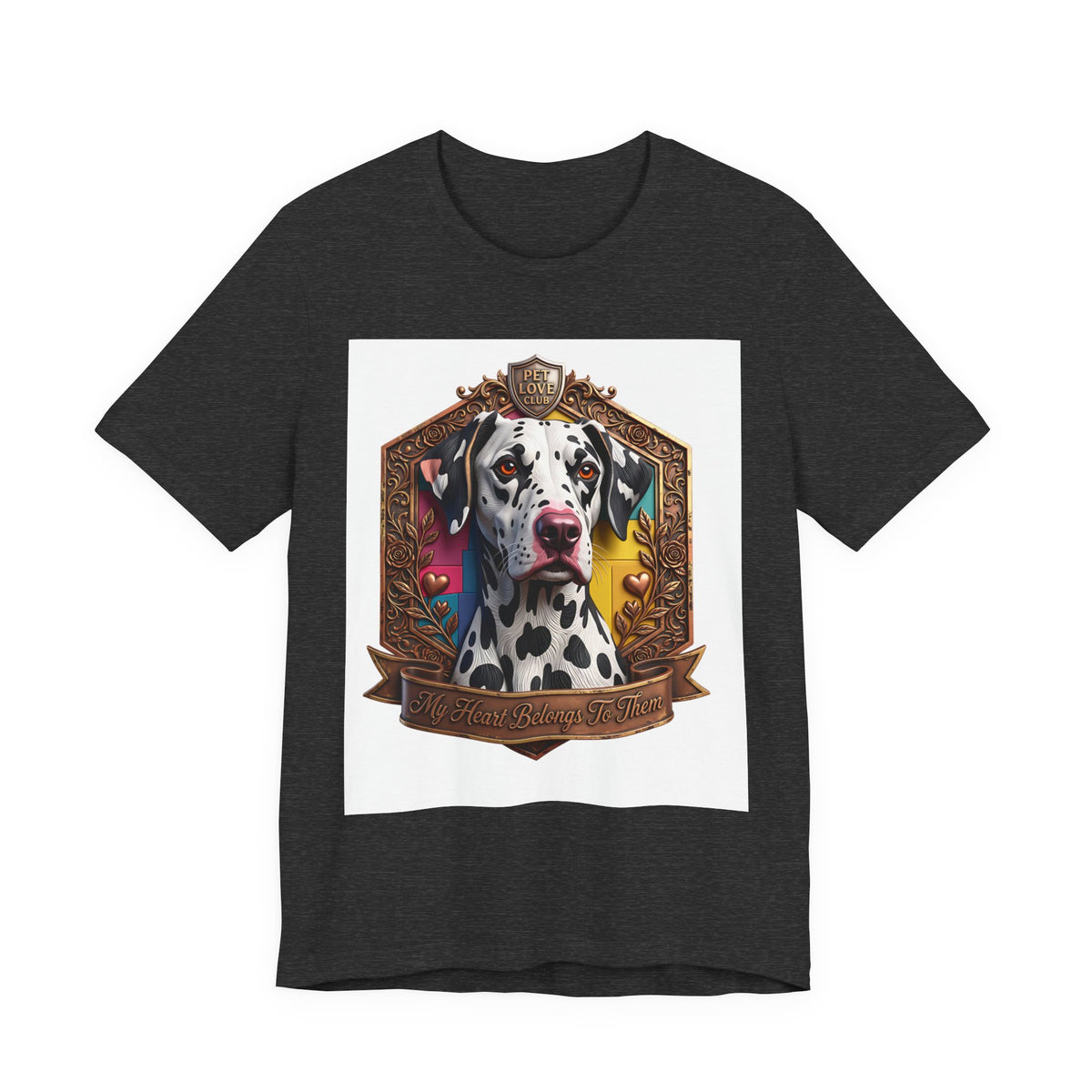 Dalmatian Crest Tee — Regal Dog Portrait T-Shirt