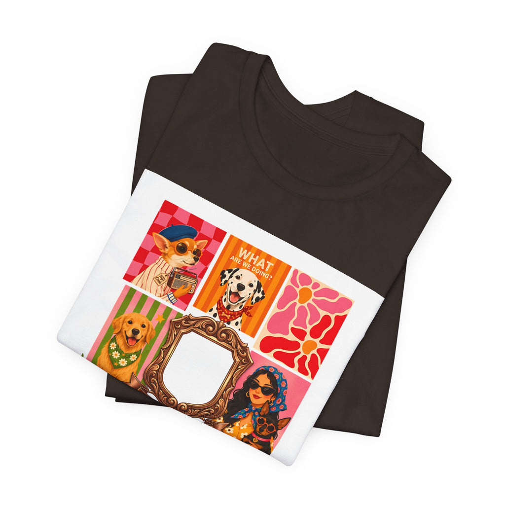 Dog Lover Collage T-Shirt — Colorful Retro Canine Portraits (Customize Photo)