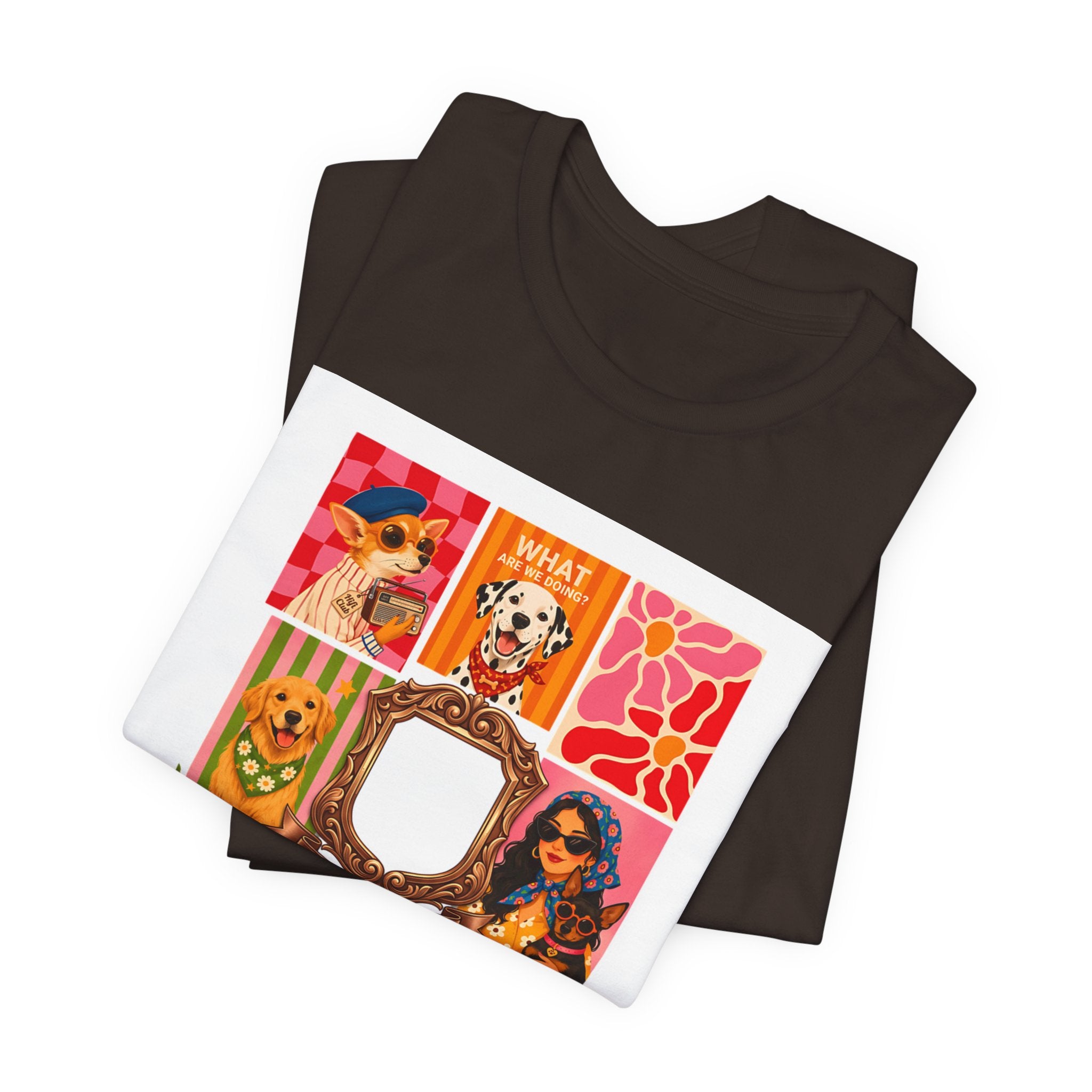 Dog Lover Collage T-Shirt — Colorful Retro Canine Portraits (Customize Photo)