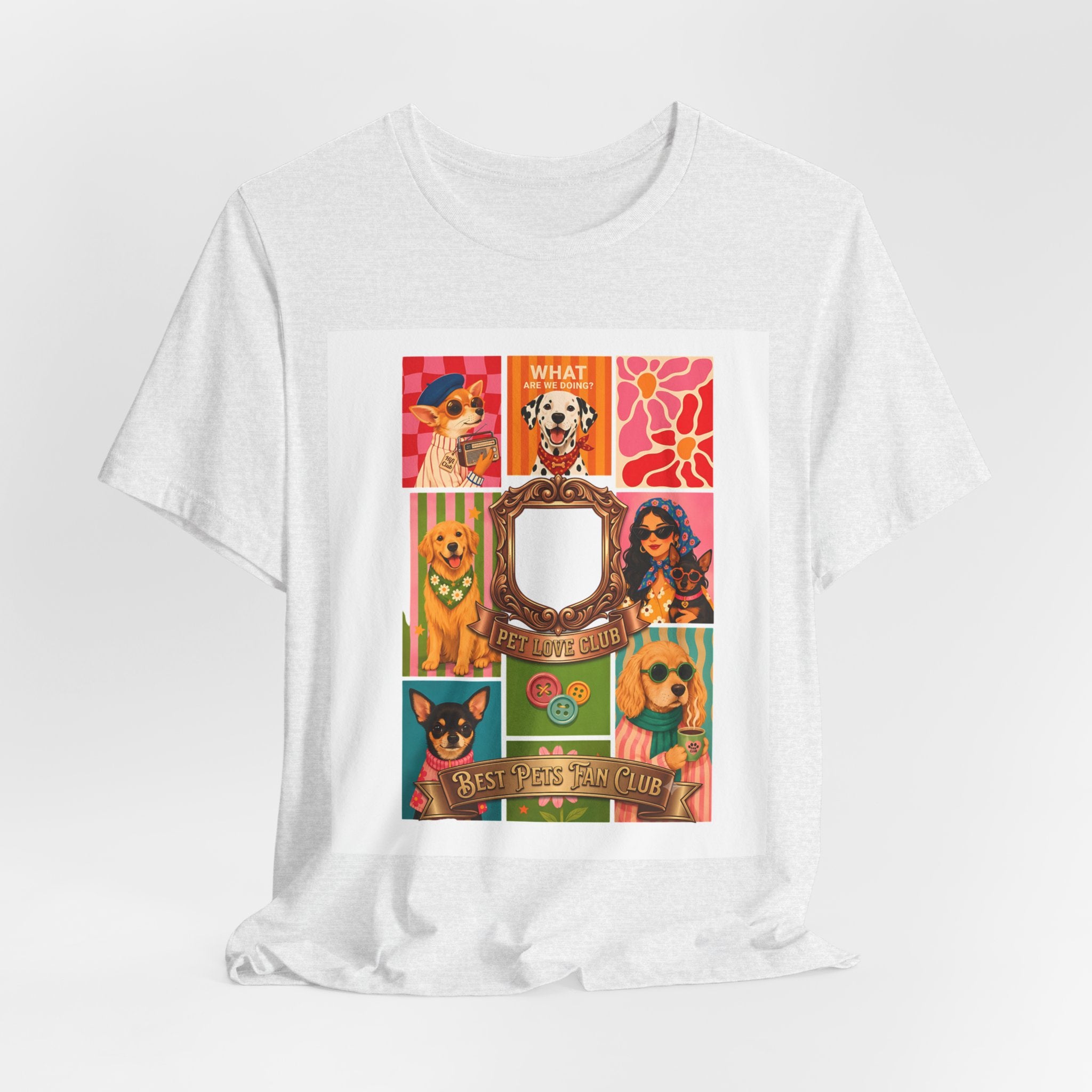 Dog Lover Collage T-Shirt — Colorful Retro Canine Portraits (Customize Photo)