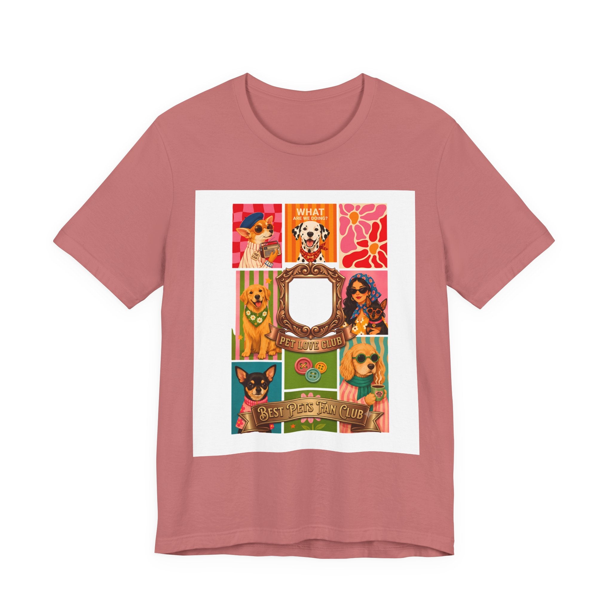 Dog Lover Collage T-Shirt — Colorful Retro Canine Portraits (Customize Photo)