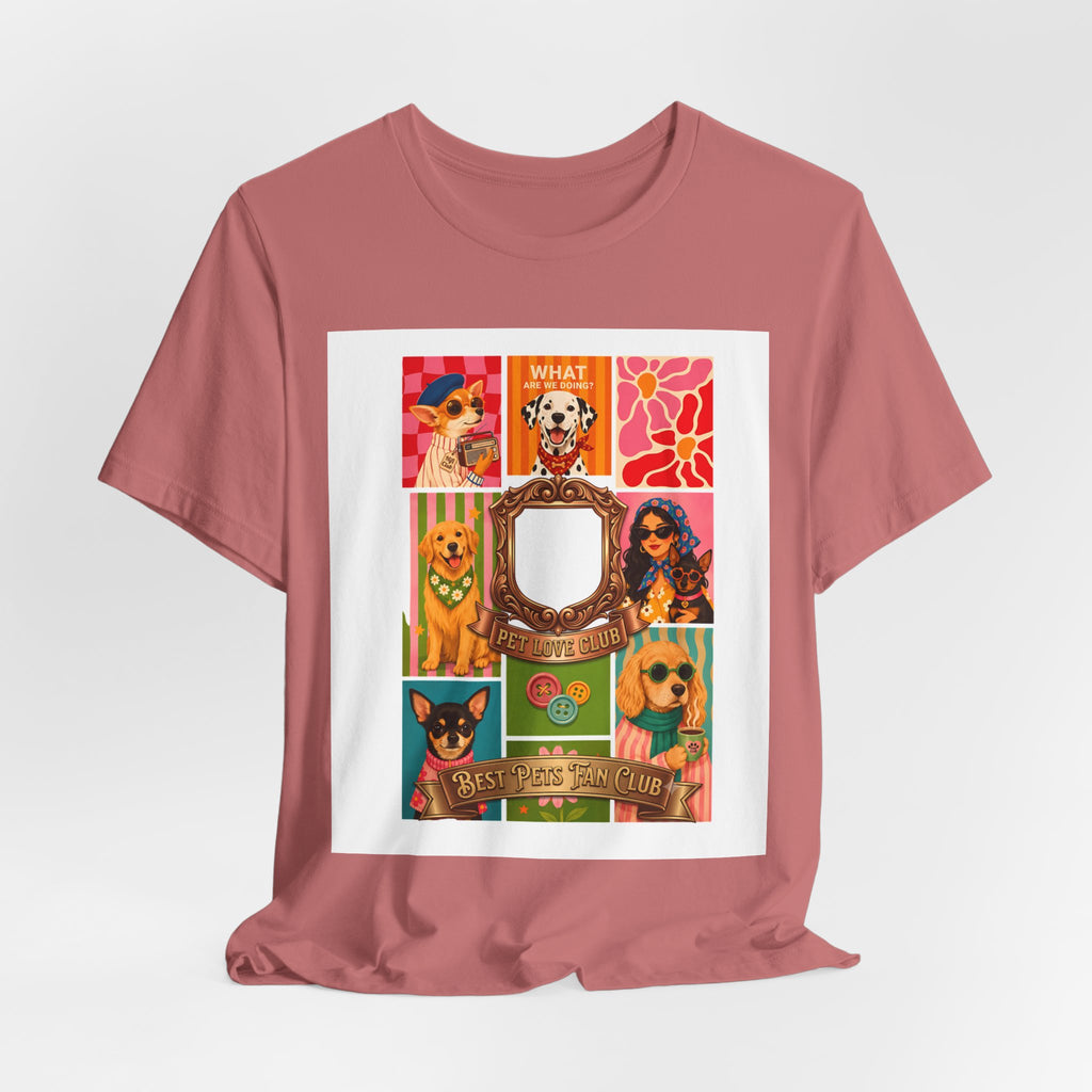 Dog Lover Collage T-Shirt — Colorful Retro Canine Portraits (Customize Photo)