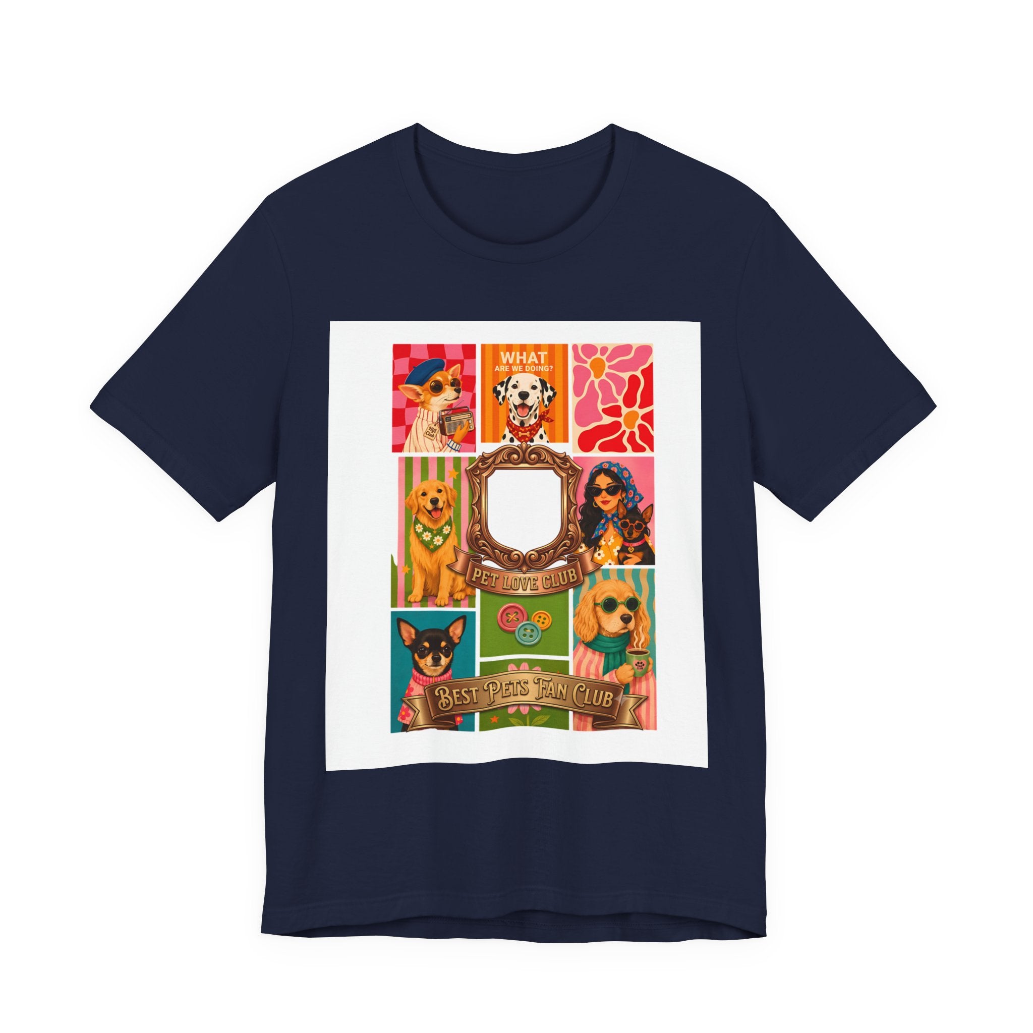 Dog Lover Collage T-Shirt — Colorful Retro Canine Portraits (Customize Photo)