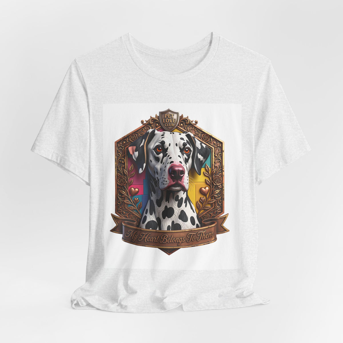 Dalmatian Crest Tee — Regal Dog Portrait T-Shirt