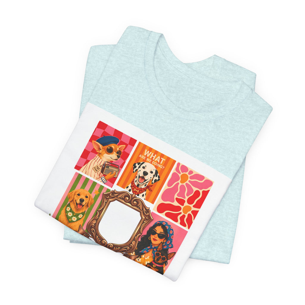 Dog Lover Collage T-Shirt — Colorful Retro Canine Portraits (Customize Photo)