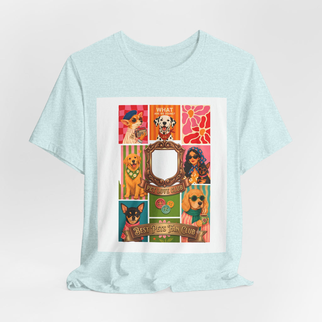 Dog Lover Collage T-Shirt — Colorful Retro Canine Portraits (Customize Photo)